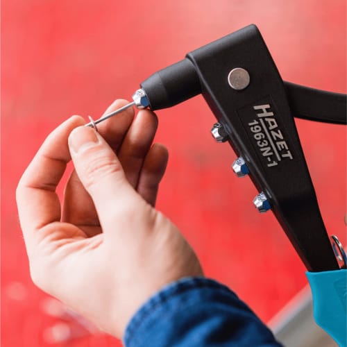 Hazet 1963N-1 Hand Riveter, Rivet Gun, Fits 3.2-5mm Blind Rivets, Chrome Vanadium Steel, Pop Riveter, Rivet Tool, Crimping Tool, Hand Tool, for Steel,