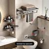 Gun Gray Punch-Free Space Aluminum Wall-Mounted Bathroom Towel Rack