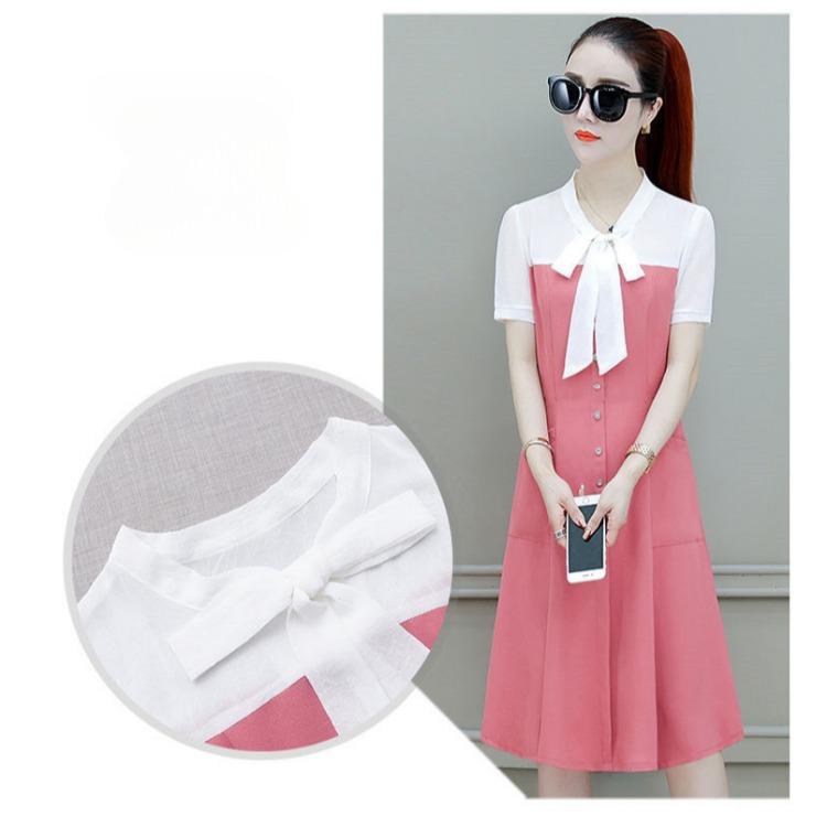 Elegant Summer Chiffon Dress Women Slim Waist Midi Long Dress Fashion Lady