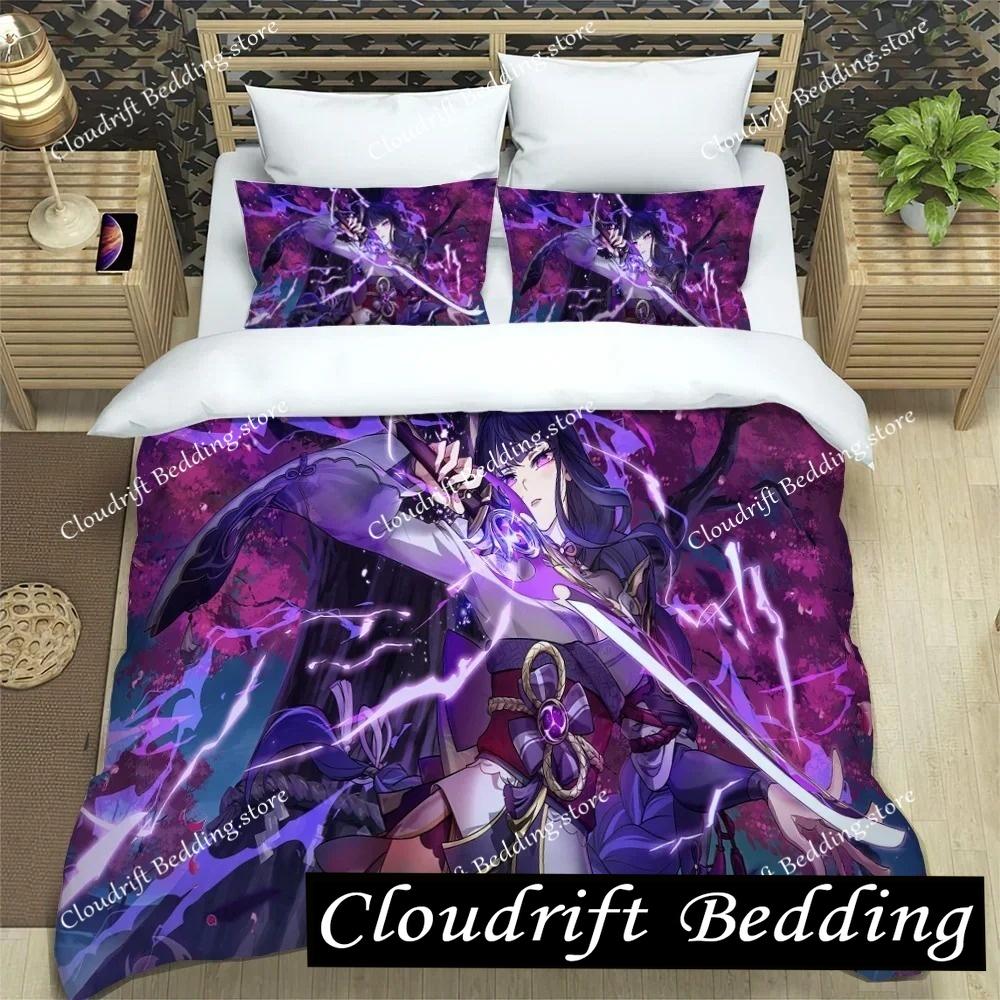 Genshin Impact Element Duvet Cover Set Cartoon Bedding Set Bedroom Dormitory Soft Single Double Duvet Cover For Boys