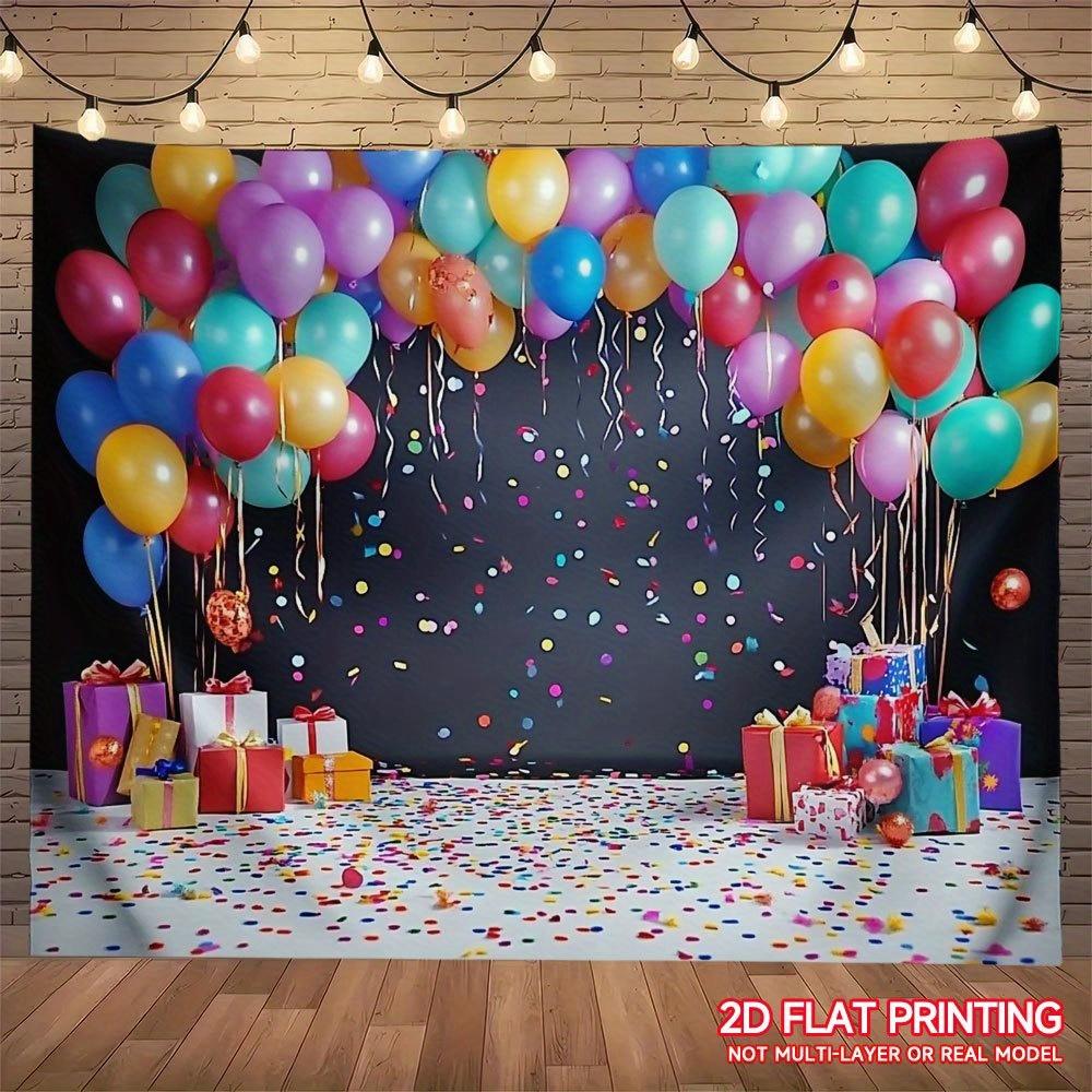 1pc Polyester Fiber Cartoon Balloons and Gifts Photography Backdrop for Birthday Party and Home Decor