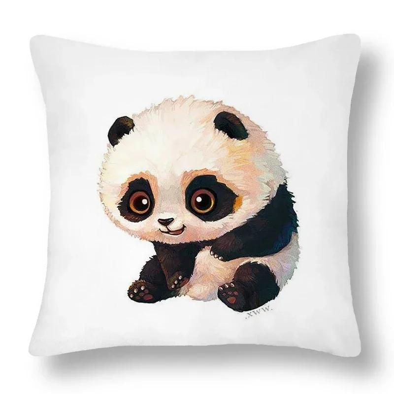Cartoon Animal Panda Lion Pattern Cushion Cover Pillowcase Home Bedroom Living Room Sofa Car Decorative