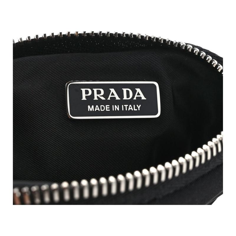 Prada Brand logo zipper closure nylon waist bag men's black