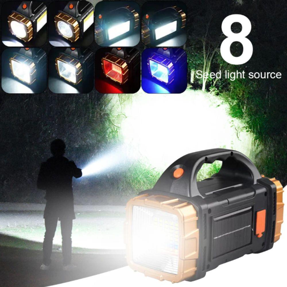 Solar Rechargeable LED Flashlight USB Rechargeable Portable Searchlight  Emergency Use
