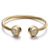18K Gold Symmetrical Open Round Inlaid Diamond Bracelet Wristband, 10MM Cable Line.