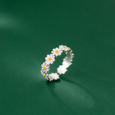 Ringe für Damen Gänseblümchen Blume Offene Verstellbare Ringe Trendiger Koreanischer Stil Süß Niedlich Fingerring Schmuck Geschenk