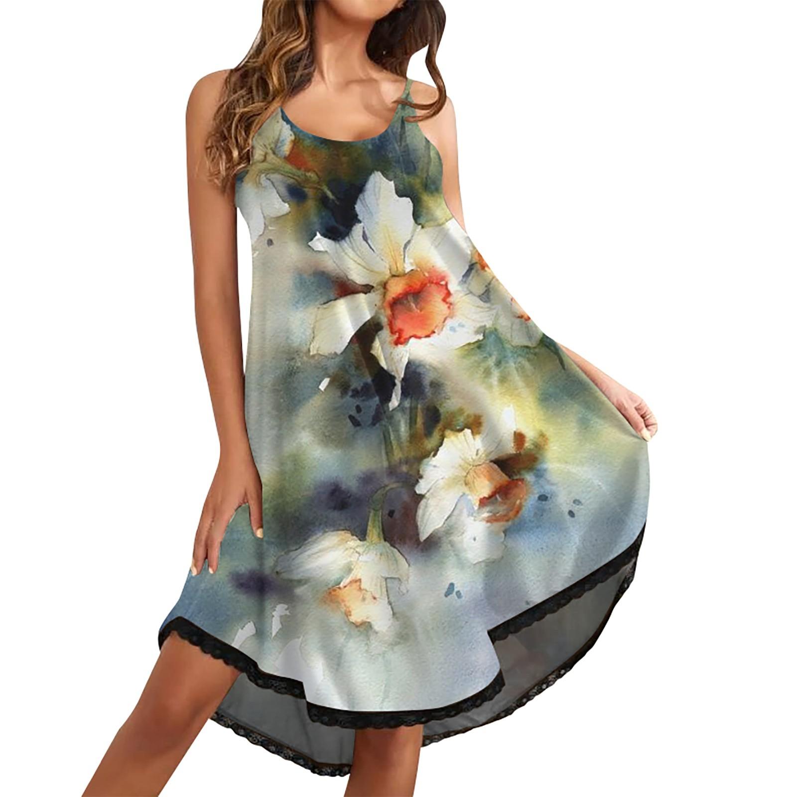 

Женское летнее однотонное полосатое свободное сексуальное крутое платье на бретельках с круглым вырезом XXL зелёный