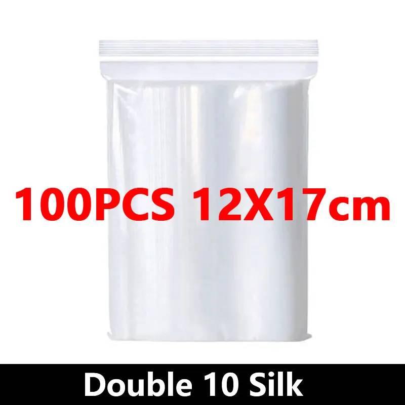 100Pcs Thicken Zipper Sealed Bags Clear Plastic Storage Bag For Small Jewelry Food Packing Reclosable Sealing Bags