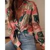 Blumenmuster Damenbluse Frühling Herbst Femme Büro Dame Knopfleiste Umlegekragen Hemden