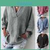 Luxuriously Comfortable Oversized Cross V Neck Shirt For Women In Ethnic Solid Design