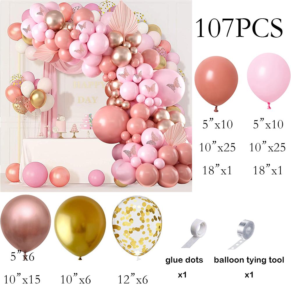 

Baby Pink Balloons Garland Retro Pink Rose Gold Confetti Balloon Arch Kit Wedding Anniversary Birthday Party Baby Shower Decor AS Picture