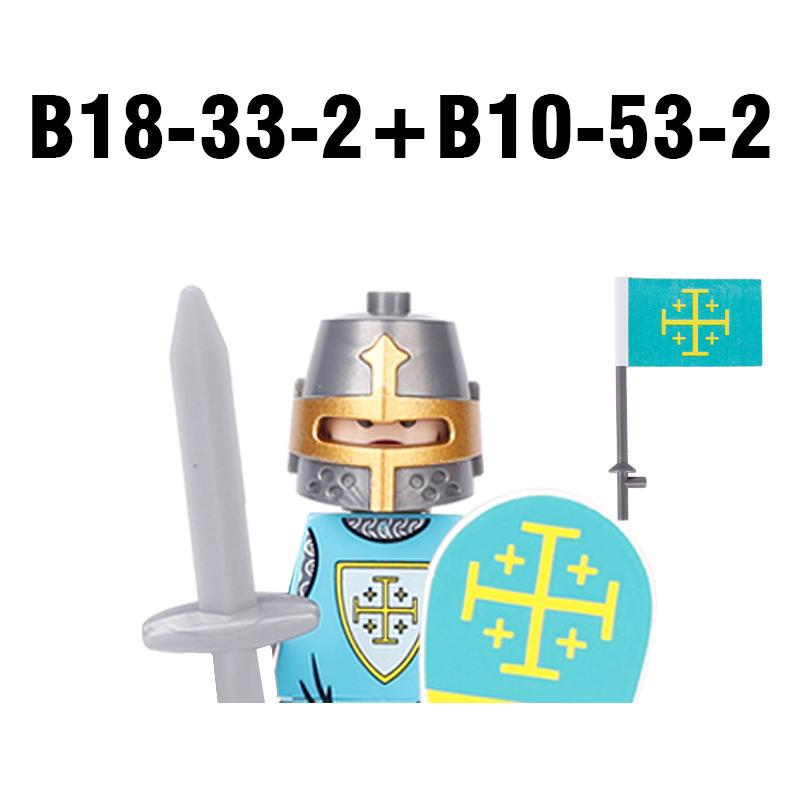 MOC Medieval Military Castle Weapon Roman Knight Helmet Shield Accessories Building Blocks Green Dragon Lion Crusader Bricks Toy