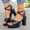 Fashion Fashion Women Summer Block Heel Ladies Shoes Wedge with Platform Waterproof Footwear Chunky Ladies High Heel Sandals