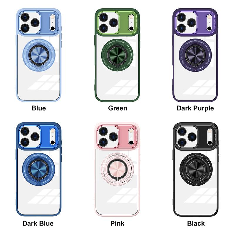 For IPhone17Pro Max Rotating Magnetic Stand 15 Mobile Phone Case for Apple 16 Transparent Mobile Phone Protective Case