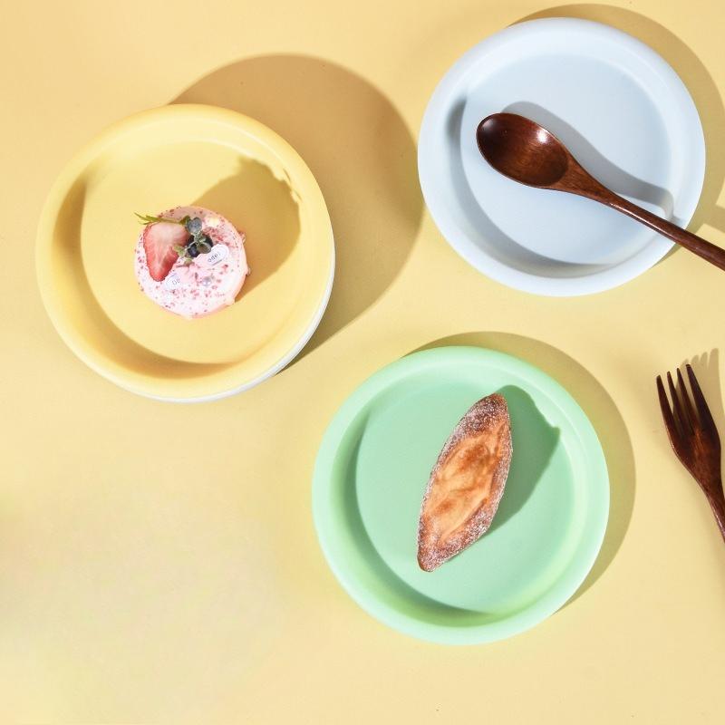 Plastikteller - Kreative bunte runde Teller - Haushaltsteller gegen Herunterfallen - Buffet-Salatplatten - Pastateller - Obstteller