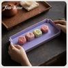 Boutique Chinese Style Rectangle Tea Tray Multipurpose Ceramics Pot Bearing Dry Bubble Tray Household Dessert Fruit Plate Gifts