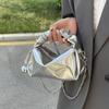 Chic Silver Chain Strap Bag For Women Soft Fabric Casual Fashionable Daily Accessory