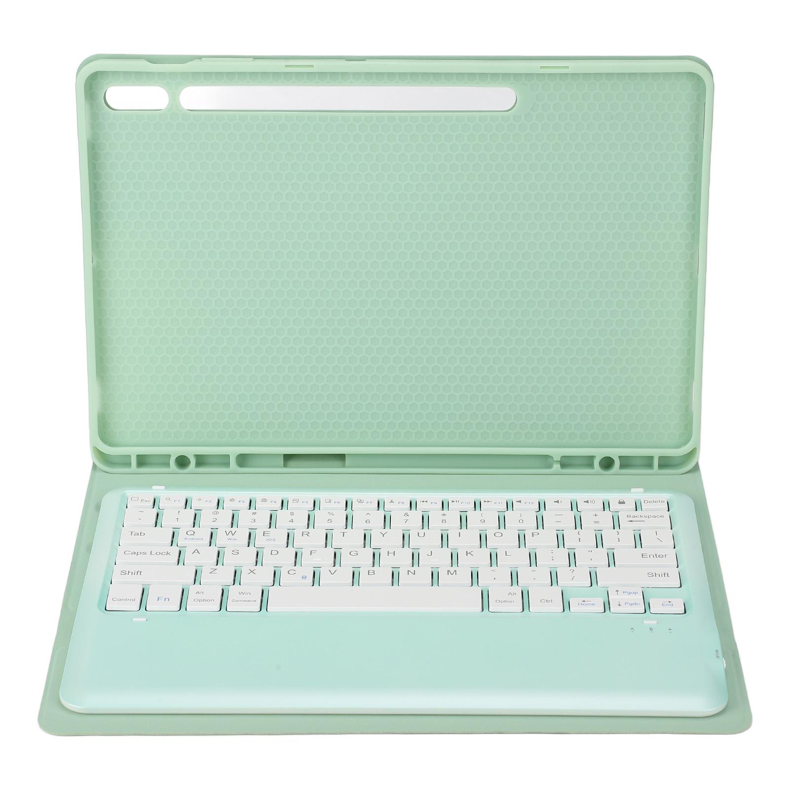 

Чехол-клавиатура для Tab S8 Matcha Green с регулируемым углом наклона, съемный чехол из ПУ для планшета, беспроводная клавиатура without touch зелёный