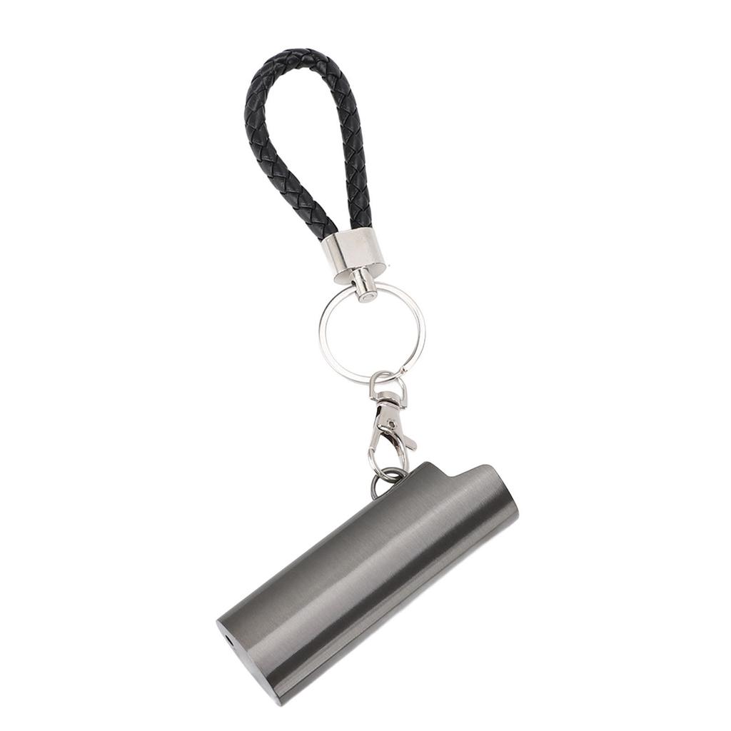 Lighter Holder Keychain with Spring Clip Aluminum Alloy Portable Lighter Case Sleeve Keychain for Outdoor Grey