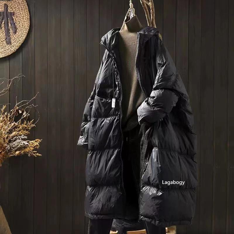 Winter Women Oversize Long Puffer Coat Female Thick Warm White Duck Down Jacket Hooded Loose Parkas Outwear