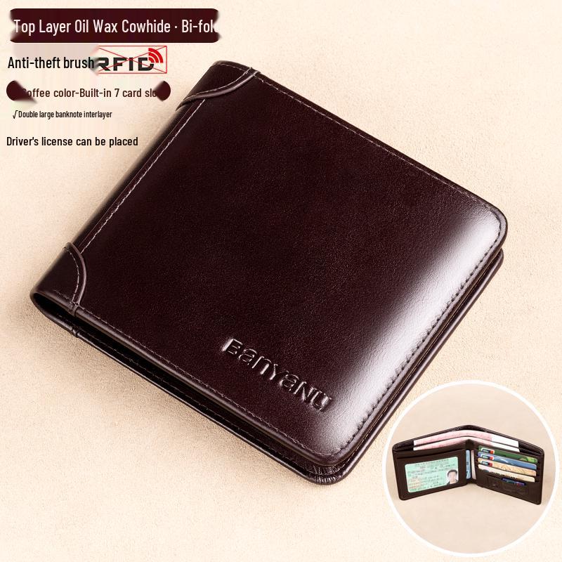 Herren 2025 Neuer Stil Rindsleder Geldbörse mit Geldklammer und Führerscheinfach