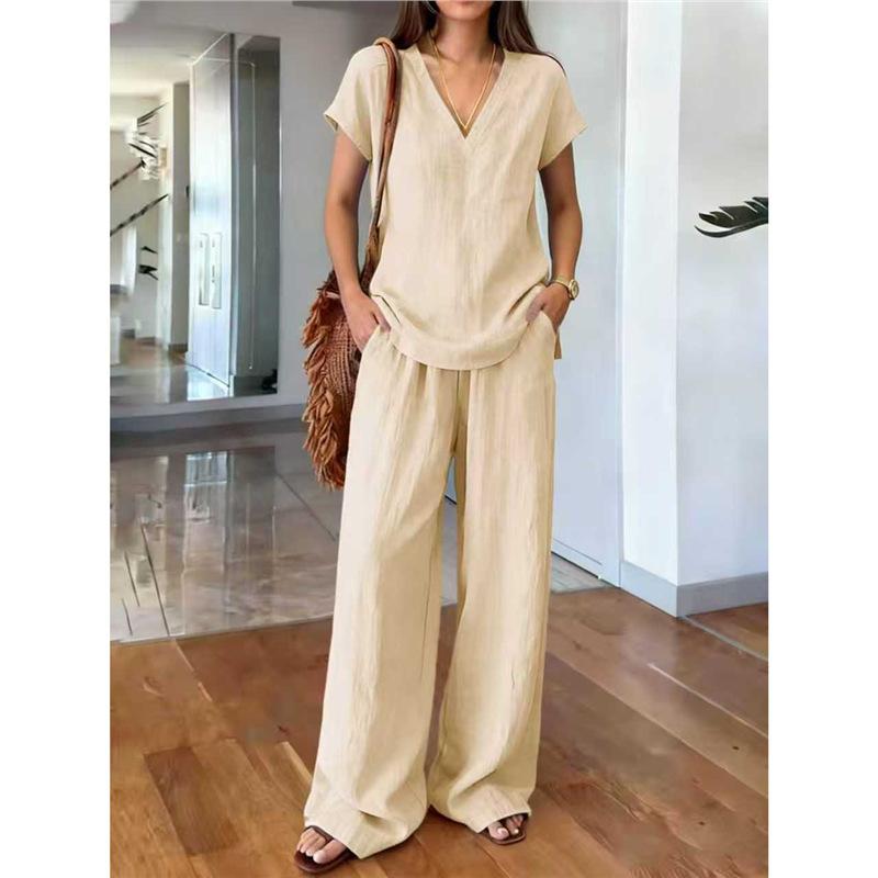 1116 Spot new solid color summer fashion women's clothing set casual two-piece set