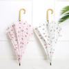Japanese-Style Fresh Cherry 8-Section Straight Umbrella with Long Handle, Simple and Creative Wooden Handle Umbrella, Retro Unisex Umbrella