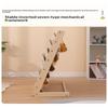 Solid Wood Kids Sling Bookshelf With Canvas Pockets And Large Capacity Perfect For Nursery Playroom Bedroom