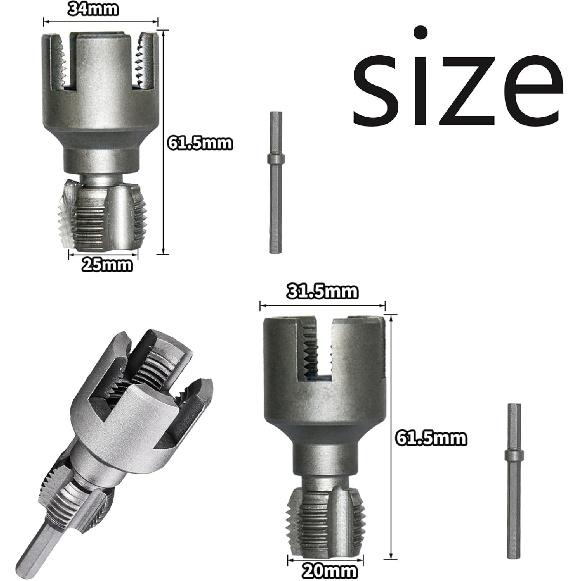 Pipe Thread Cutting Tool, Integrated Internal & External Pipe Threading Tool, Electric Drill Compatible Pvc Pipe Threader Kit, 1/2" (DN15) 3/4"