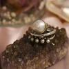 Huitan Vintage Imitation Pearl Women Rings Two Tone Metal Accessories Antique Color Versatile Y2K Finger Ring Party Jewelry