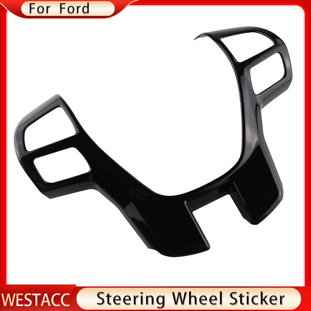 Car Steering Wheel Panel Cover Frame Sticker for Ford Ranger Everest Endeavour 2015 2016 2017 2018   