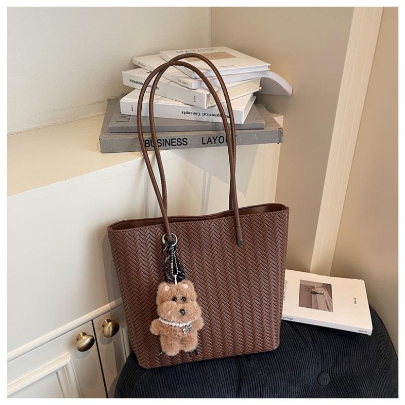 Large-capacity retro bag women's autumn and winter new casual woven shoulder bag textured commuter tote bag