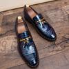 Fashion Men's Genuine Leather Shoes Printed Fashionable Men's Business Shoes Groom's Wedding Shoes Luxurious Formal Shoes Red Loafers