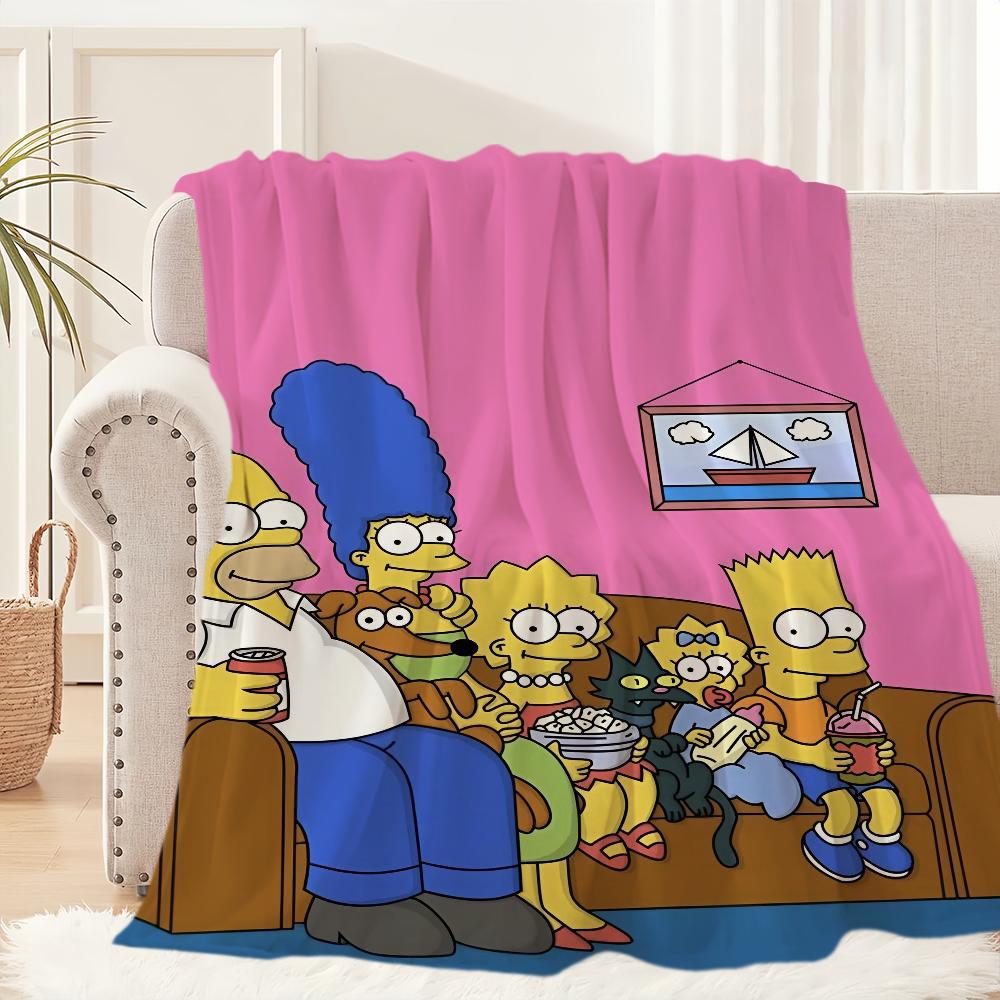 Funny Cartoon T-The S-Simpsonss Blanket Blanket for Couch Sofa Travel Home Hiking Picni Bed Beding Flannel Blanket Birthday Gift