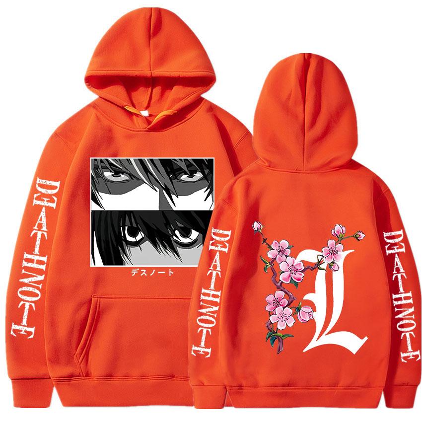 

Толстовки с капюшоном «Тетрадь смерти» для мужчин и женщин, модная забавная уличная одежда из японского аниме, Harajuku, толстовки с принтом Ягами, легкие глаза, топы унисекс 4XL оранжевый