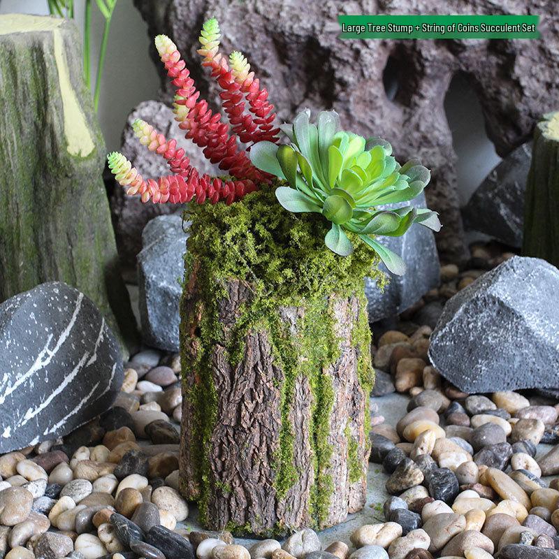 Forest Style Artificial Tree Stump with Moss Bark - Kindergarten and Country Style Decorative Ornament, Perfect for Landscaping or Inserting Flowers.