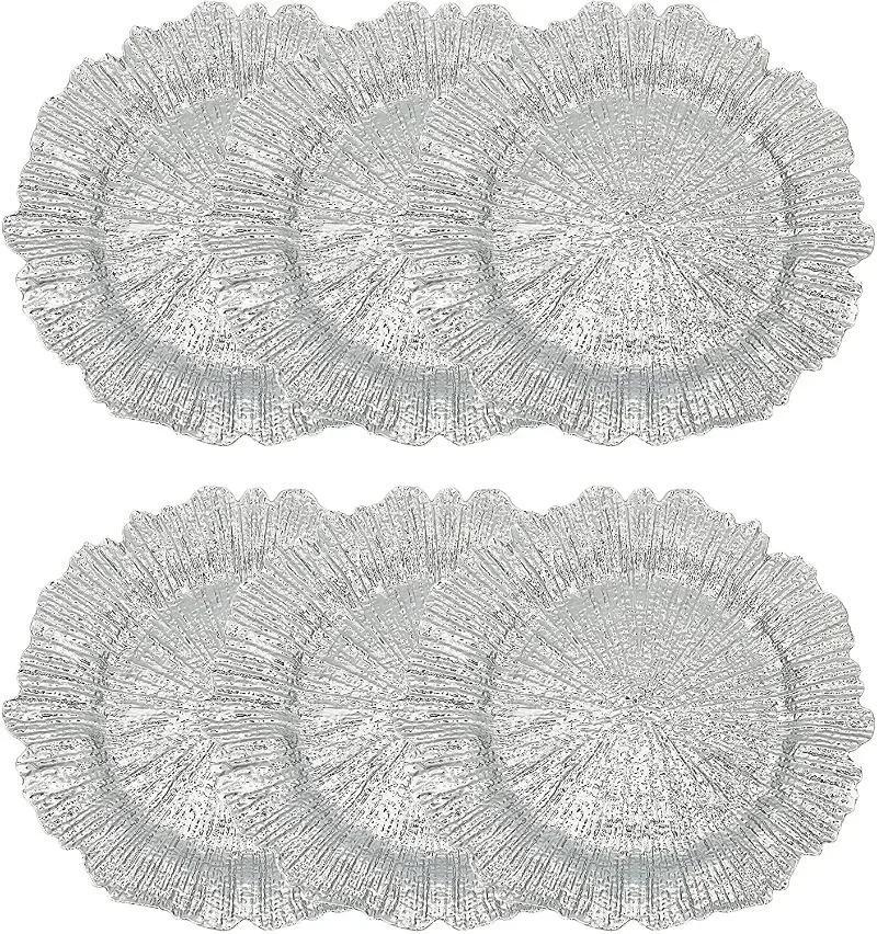 Luxury 1PC Reef Irregular Plate Decor Plate Gold Silver Dinner Serving Wedding Christmas Decor Table Place Steak Dining Plate