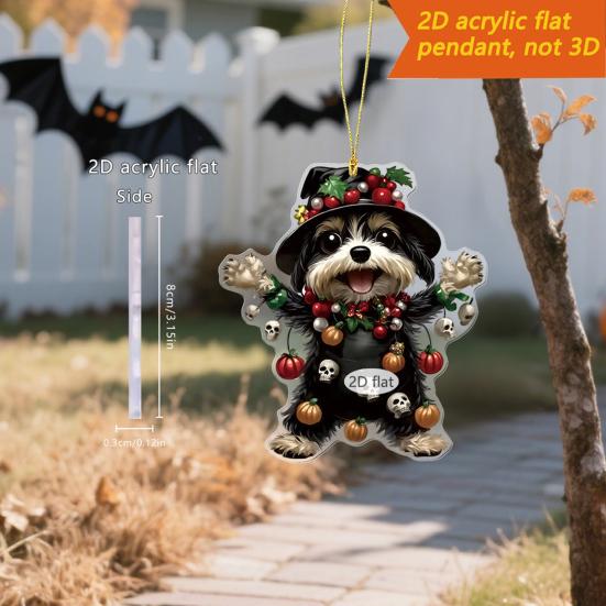Car Hanging Ornament Cartoon Animals 2D Flat Acrylic Car Rearview Mirror Charm Halloween Auto Interior Pendant for Window Wall