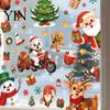Winter Seasonal Room Decor 6Pcs Christmas Window Cling, Santa Snowman Penguin Reindeer Static Glass Cute Cartoon Adhesives Decals for Storefront,