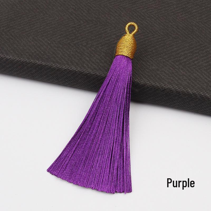 8CM Gold Threaded Cap Pull Ring Tassel Fringe Ornament Pendant Bookmark Accessory