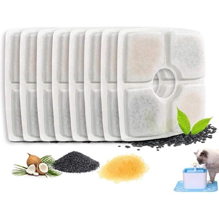 

Фильтр для кошачьего фонтана для воды, Фильтры для питьевого фонтана для домашних животных, 8 штук, Удаляет примеси, Материал смолы 8 Filters