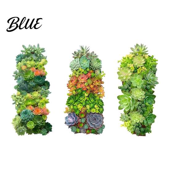 Removable Floral Wall Art 3Pcs 3D Succulents Stickers Vertical Plant Landscape Decals Waterproof PVC Mural Creative Soft Decoration Gifts Peel And