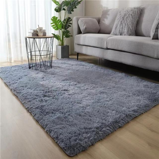 Grey Carpet Tie Dyeing Plush Soft Carpets For Living Room Bedroom Anti -Slip Floor Mats Bedroom Water Absorption Carpet Rugs 