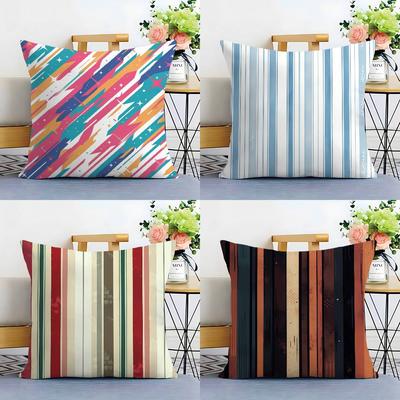 Klassischer gestreifter Kissenbezug Sofa Wohnzimmer Schlafzimmer Beidseitiger Druck Quadratisches Kissen Nickerchenzeit Kissenbezug