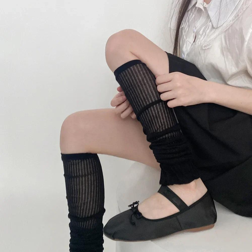 Girls Ruffles Knee Socks Y2K Lolita Long Socks Women Leg Warmers Stockings Thin Breathable Foot Cover Arm Sleeves Sun Protection