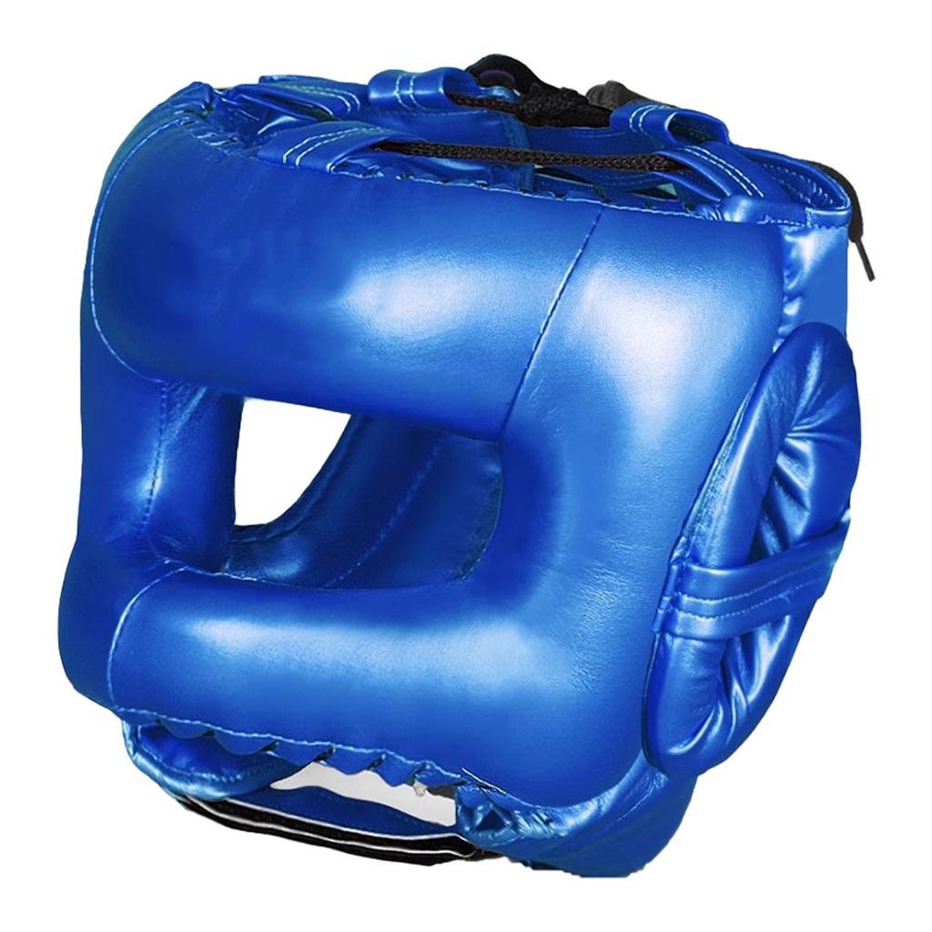 Full Face Kick Boxing Helmets PU Leather Training Sparring Headgear Helmets Martial Art Headgear Protector Enduring