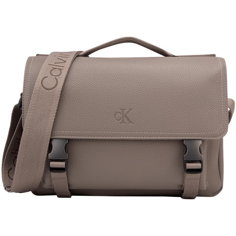 Calvin Klein Casual Commuter Portable Jacquard Flap Messenger Bag Men bags Gray Brown 4G3048G-NZ8 NZ8-Taupe