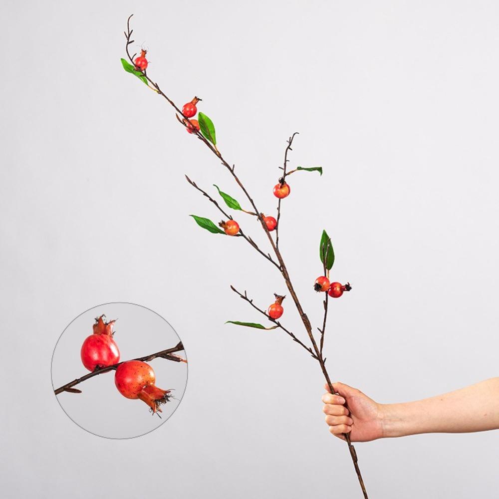 

Plastic Pomegranate Fruit Branch 10-Fruit Artificial Fruit Branch Chinese New Year Decor красный