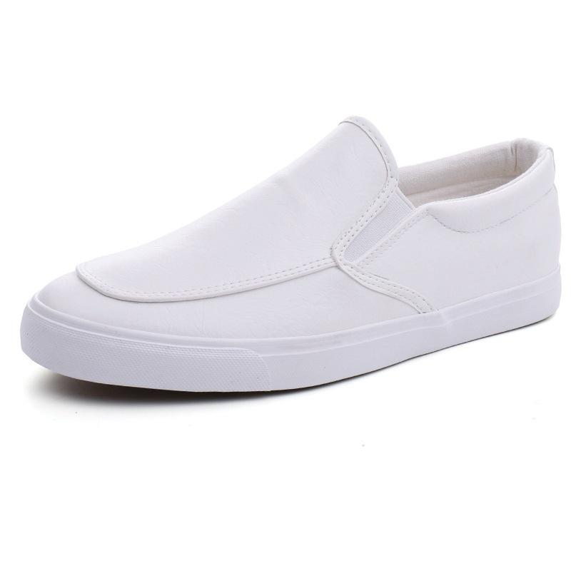 Men's lightweight low-top flat shoes, little white shoes, lazy people pedal one foot, summer trend men's student elastic overboard shoes