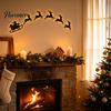 Illuminated Reindeer Wall Hanging Lighted Santa Sleigh Christmas Decor with Remote, 3D Light Up Wood Peel Wireless Led Sconce And Stick Entryway Art,